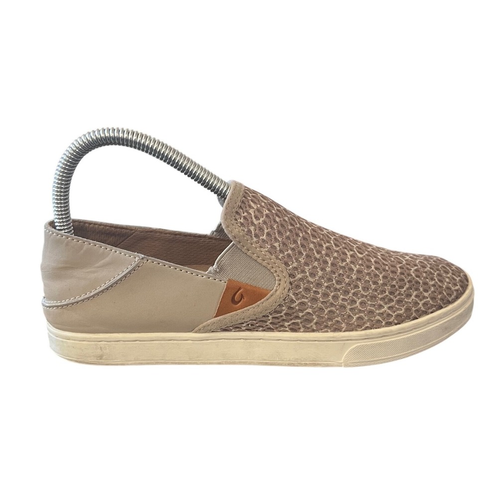 Oluka Womens Slip On Sneakers Tan Leopard Print Mesh Comfort Casual Shoes Sz 7 - Picture 7 of 14